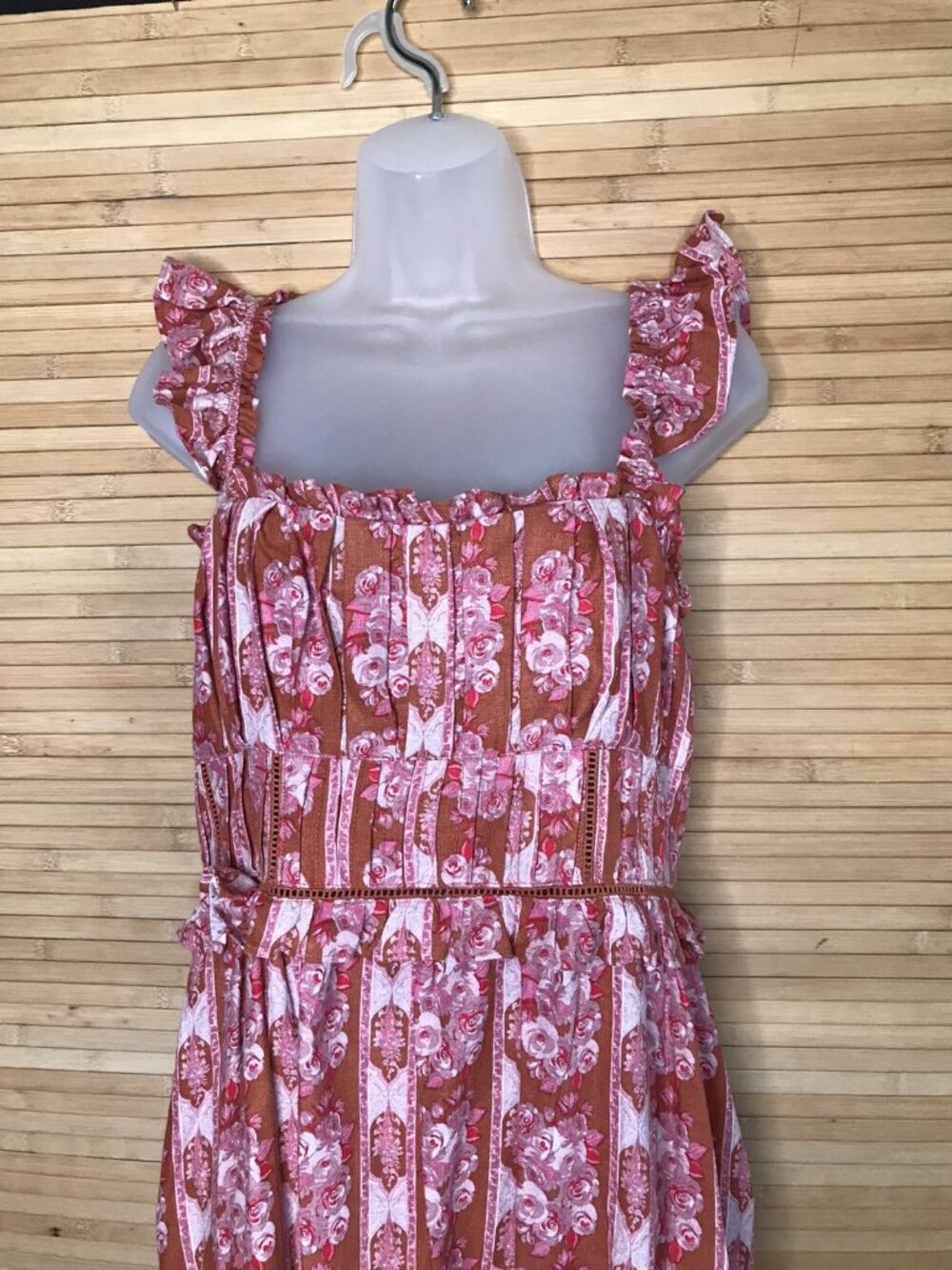House of Harlow 1960 sz M Medium Helena Floral Linen Maxi Prairie Dress Cottage - Picture 3 of 7